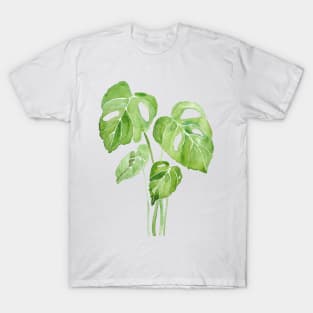 green monstera leaf watercolor T-Shirt